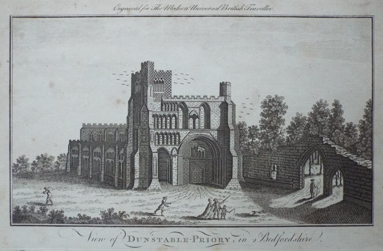 Print - View of Dunstable-Priory, in Bedfordshire.